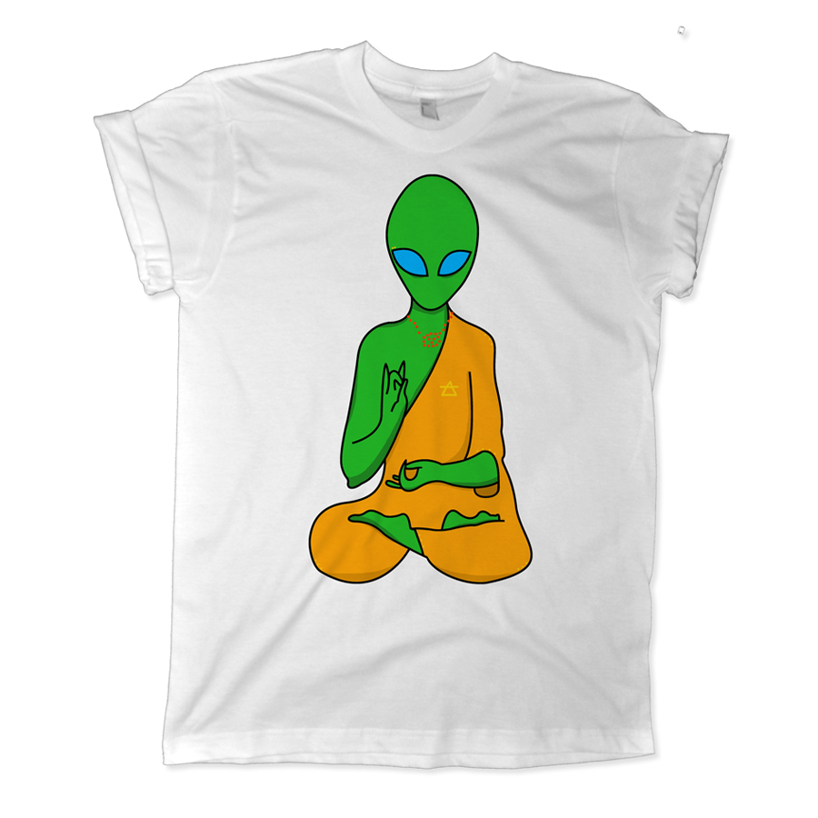 492 yoga alien meditating shirt melonkiss